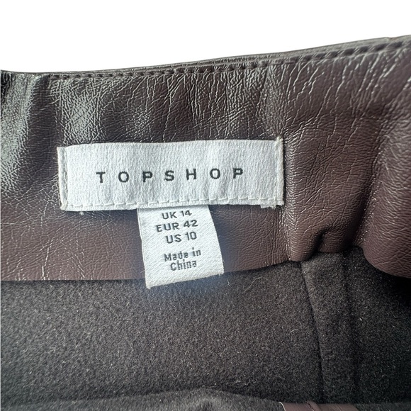 Topshop Women’s Dark Brown Leather Mini Skirt Size 10 Grunge City - Picture 5 of 7